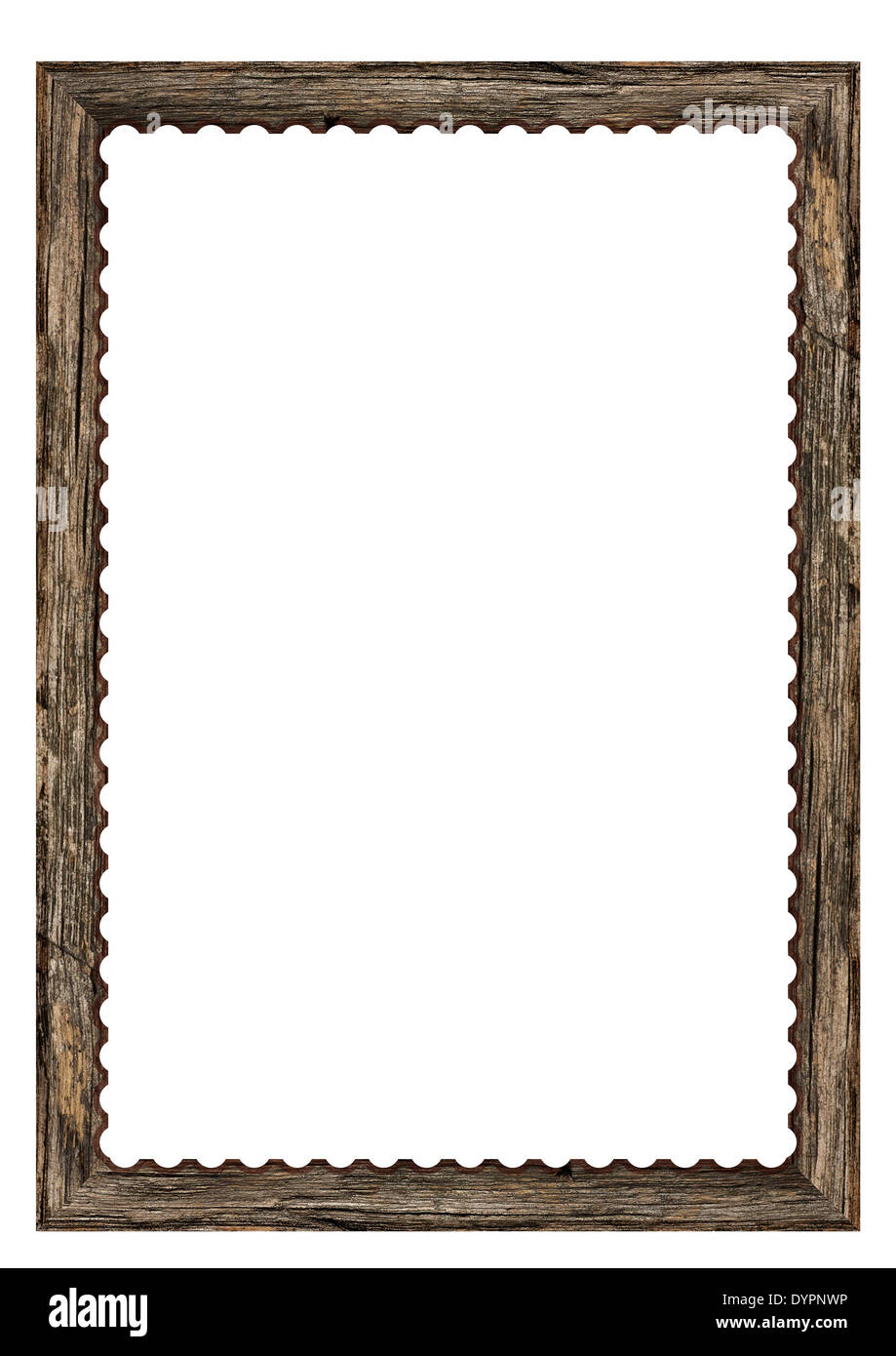 Antikes Holz Foto Bilderrahmen mit weißem Hintergrund Stockfoto