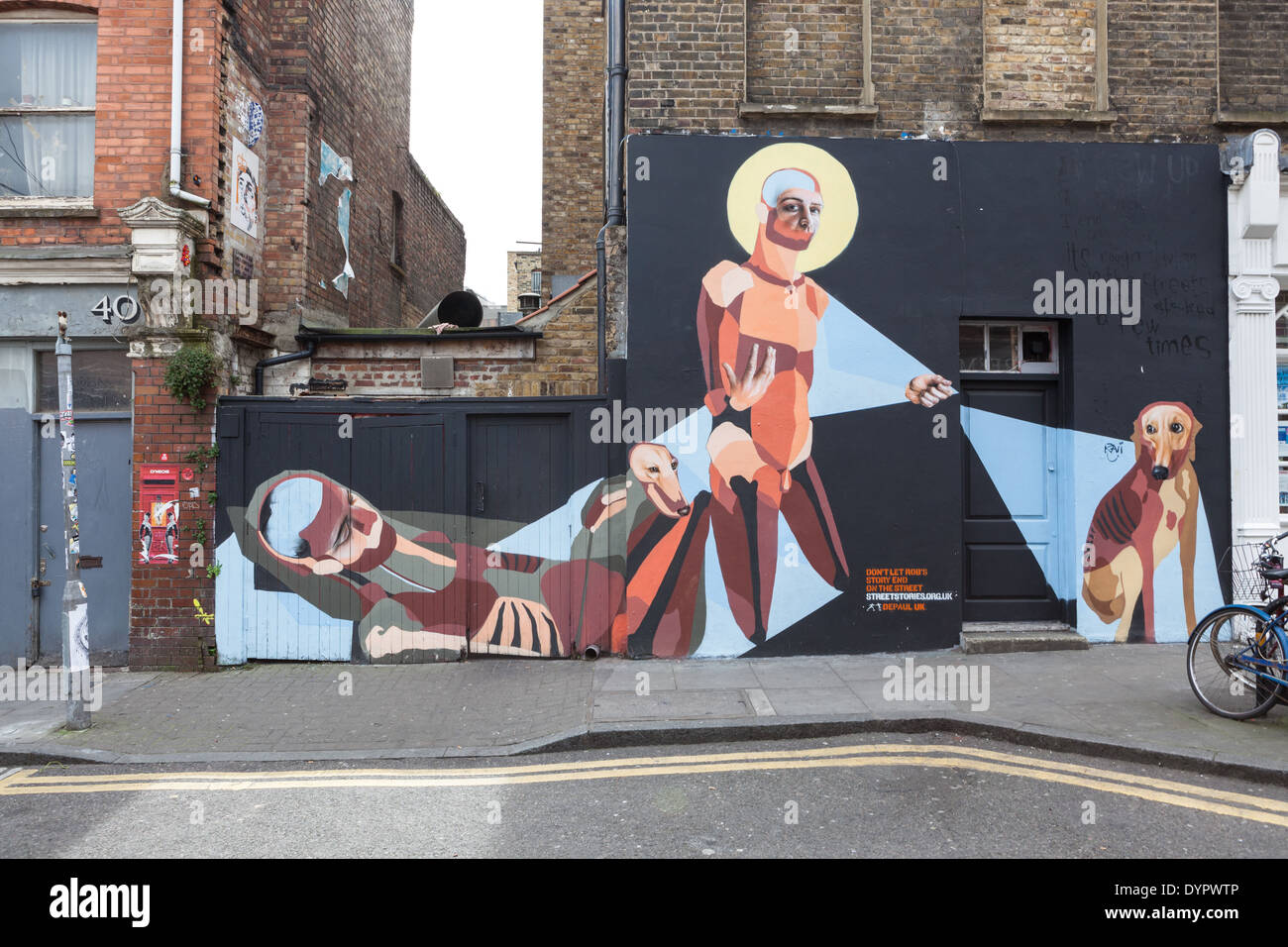 DePaul Straße Geschichten von BEST | JE Hanbury Street, London Stockfoto