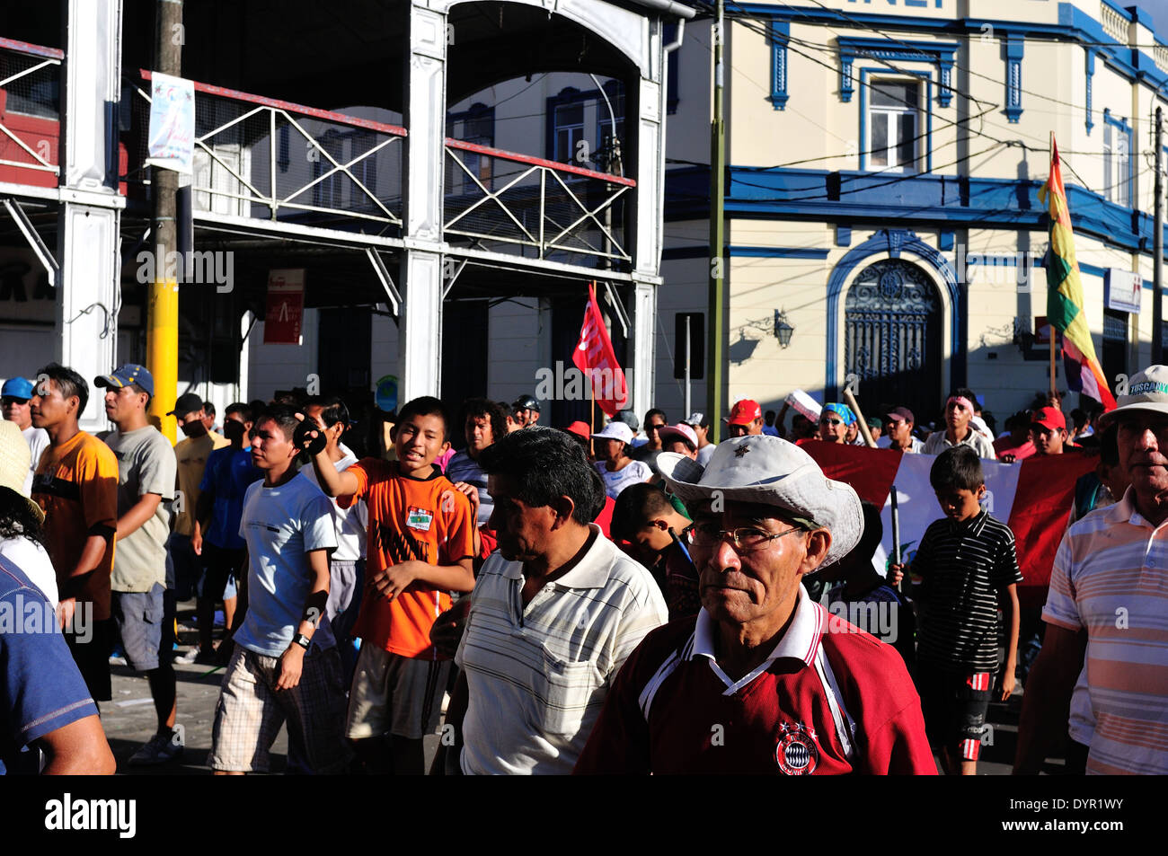 Landesweiten Streik - Plaza de Armas in IQUITOS. Abteilung von Loreto. Peru Stockfoto