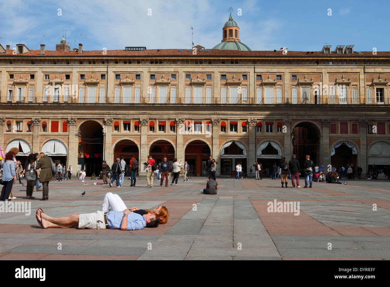 Piazza Maggiore Siesta am Nachmittag Sonne Stockfoto