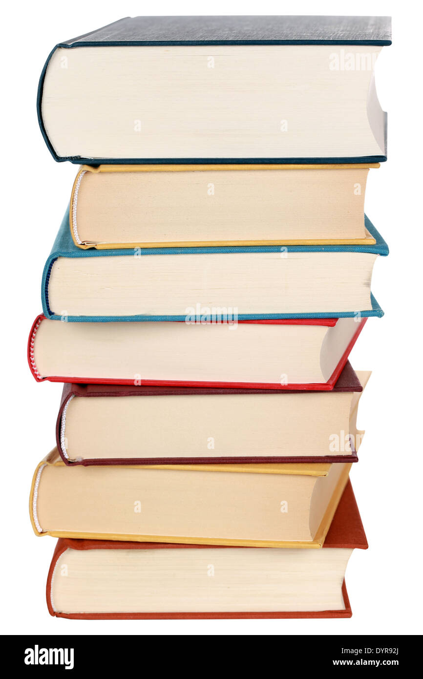 Stapel Bücher, isoliert auf weißem Hintergrund Stockfoto