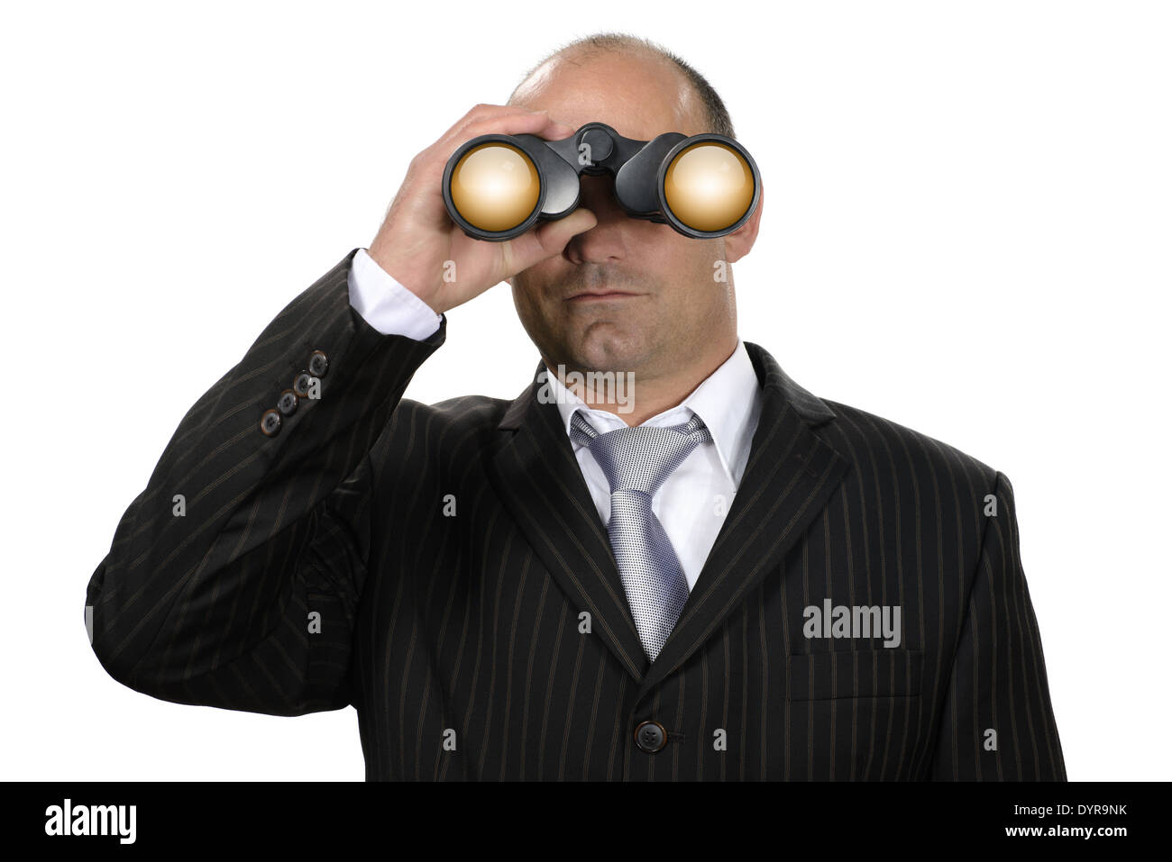 Geschäftsmann mit Fernglas Strategie Beobachtung Stockfoto