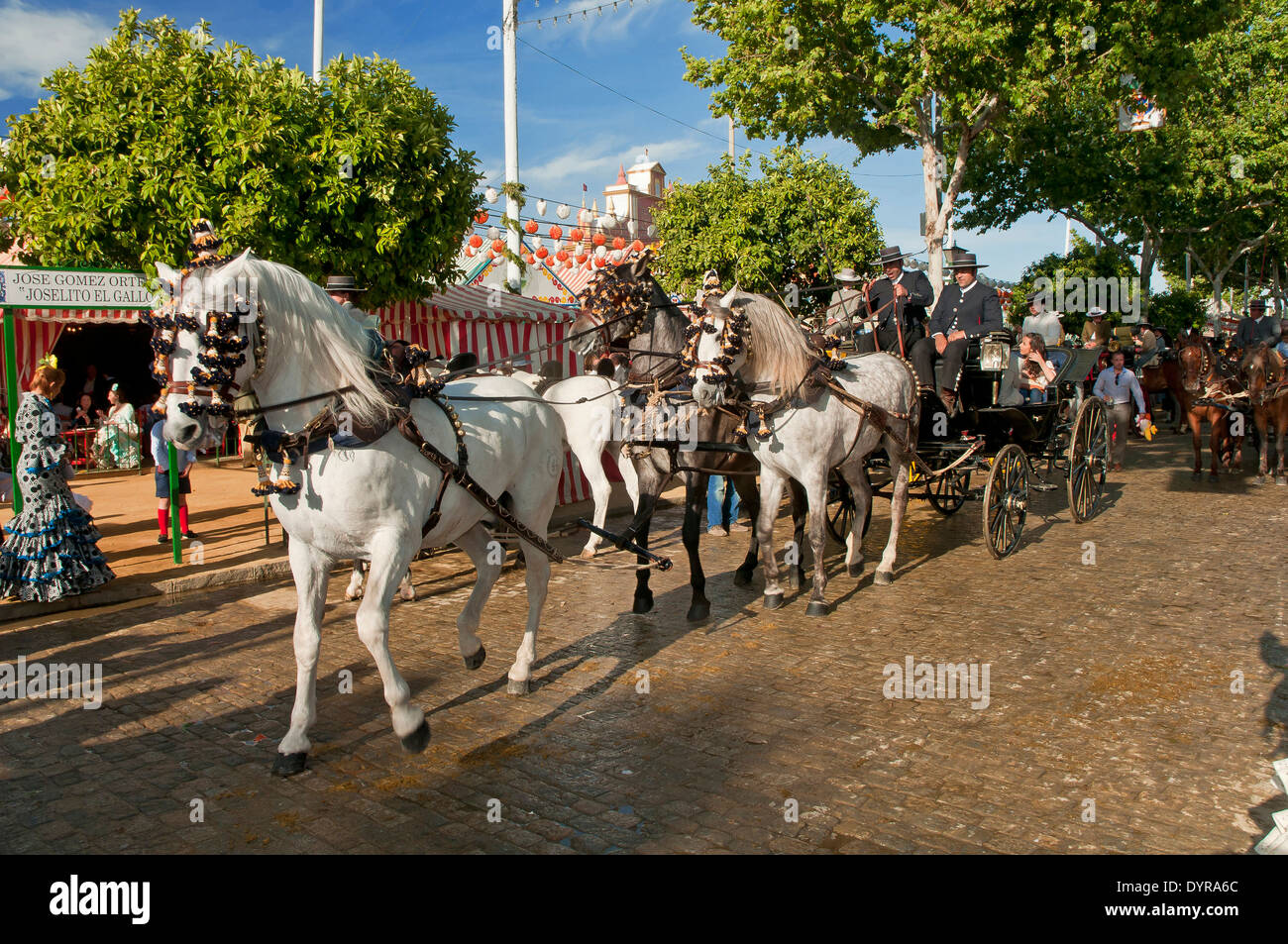 April Fair, Pferdekutsche, Sevilla, Region von Andalusien, Spanien, Europa Stockfoto