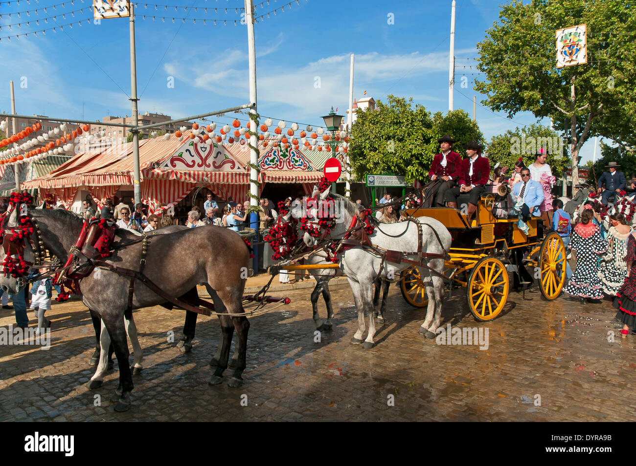 April Fair, Pferdekutsche, Sevilla, Region von Andalusien, Spanien, Europa Stockfoto