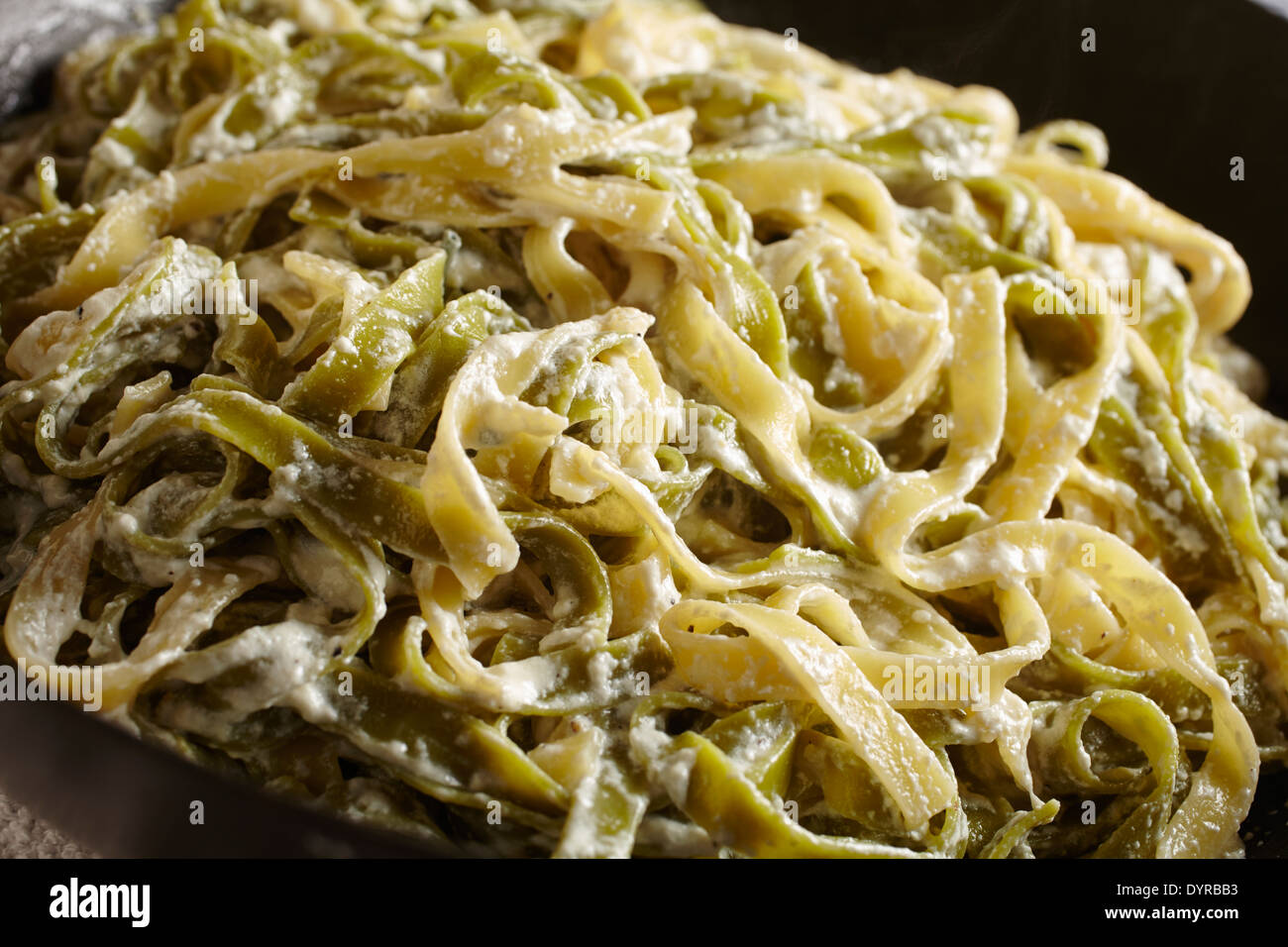 Pasta mit Gorgonzola, klassische Nudelgericht aus dem Piemont Stockfoto