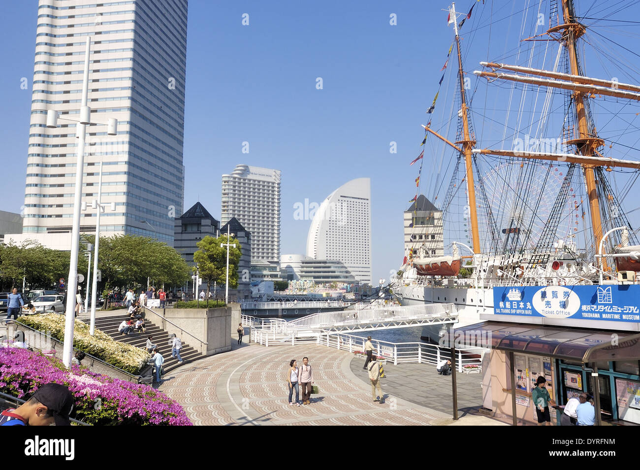 Nippon Maru-Segel-Schulschiff im Bezirk Minato Mirai, Yokohama, Japan Stockfoto