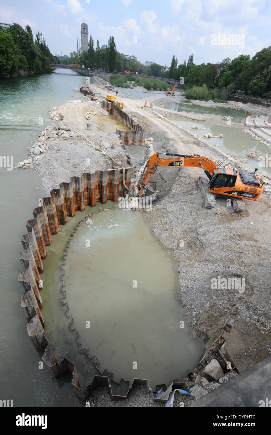 Renaturierung der Isar in München, 2011 Stockfoto