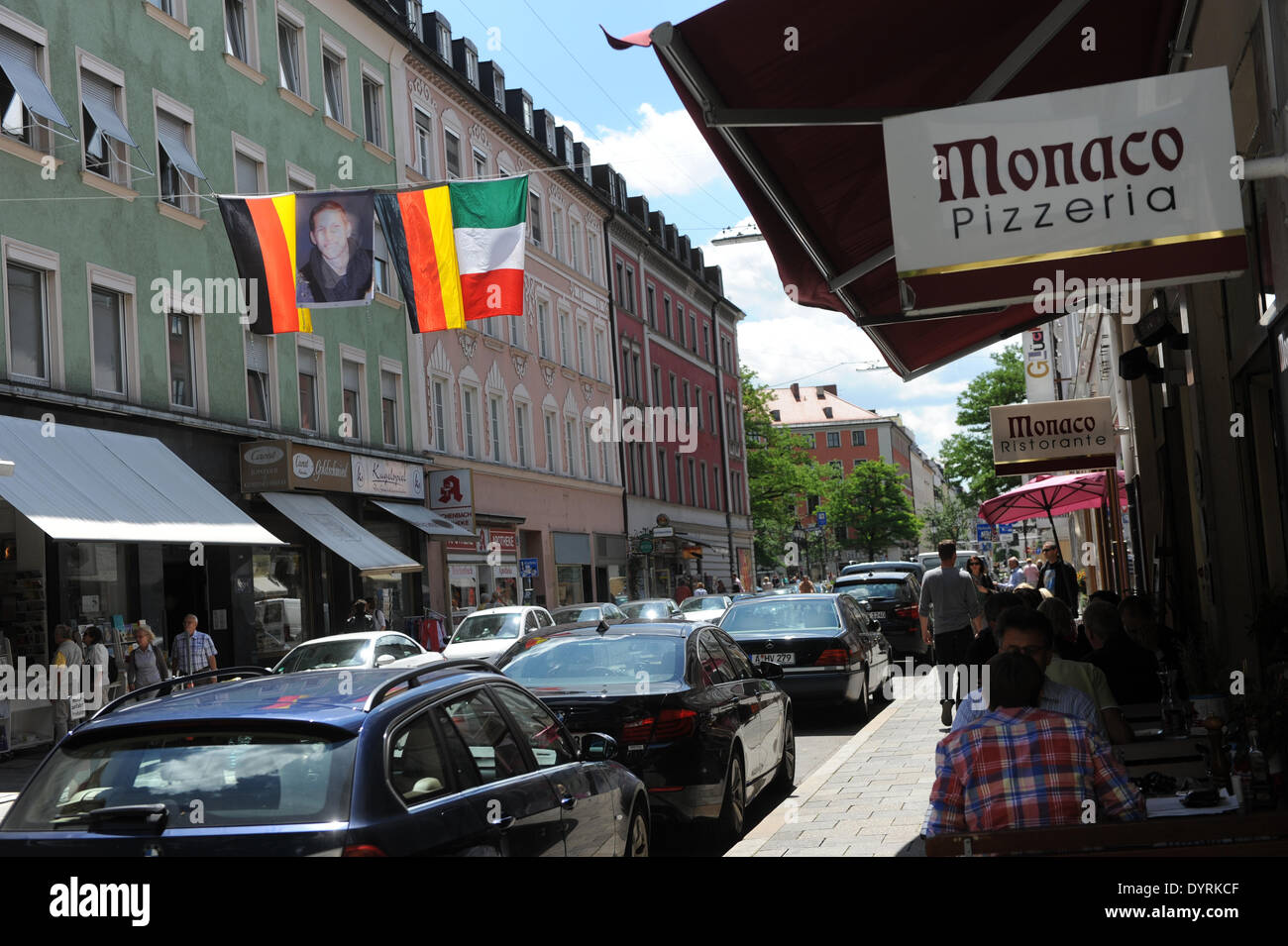 Flagge von Italien und Deutschland für die UEFA Fußball-Europameisterschaft in München 2012 Stockfoto