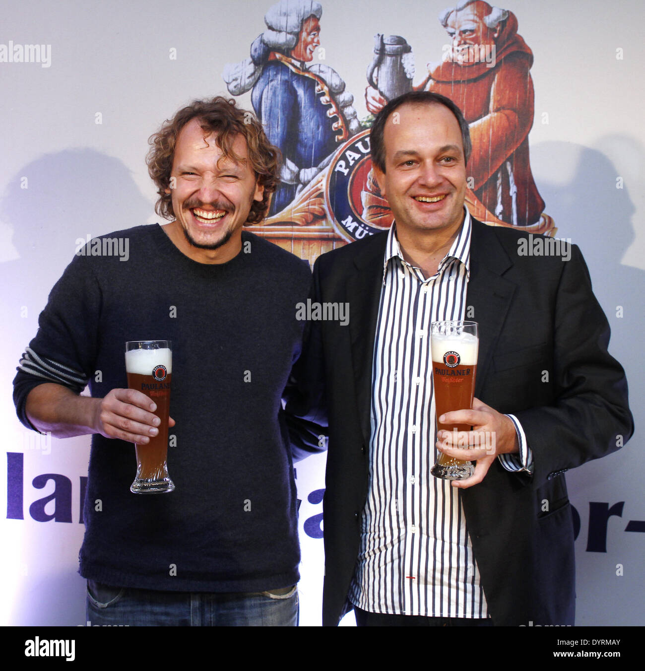 Marcus H. Rosenmueller und Thomas Lienenlueke auf einer Pressekonferenz auf die Salvatorprobe (Salvator Verkostung), 2012 Stockfoto