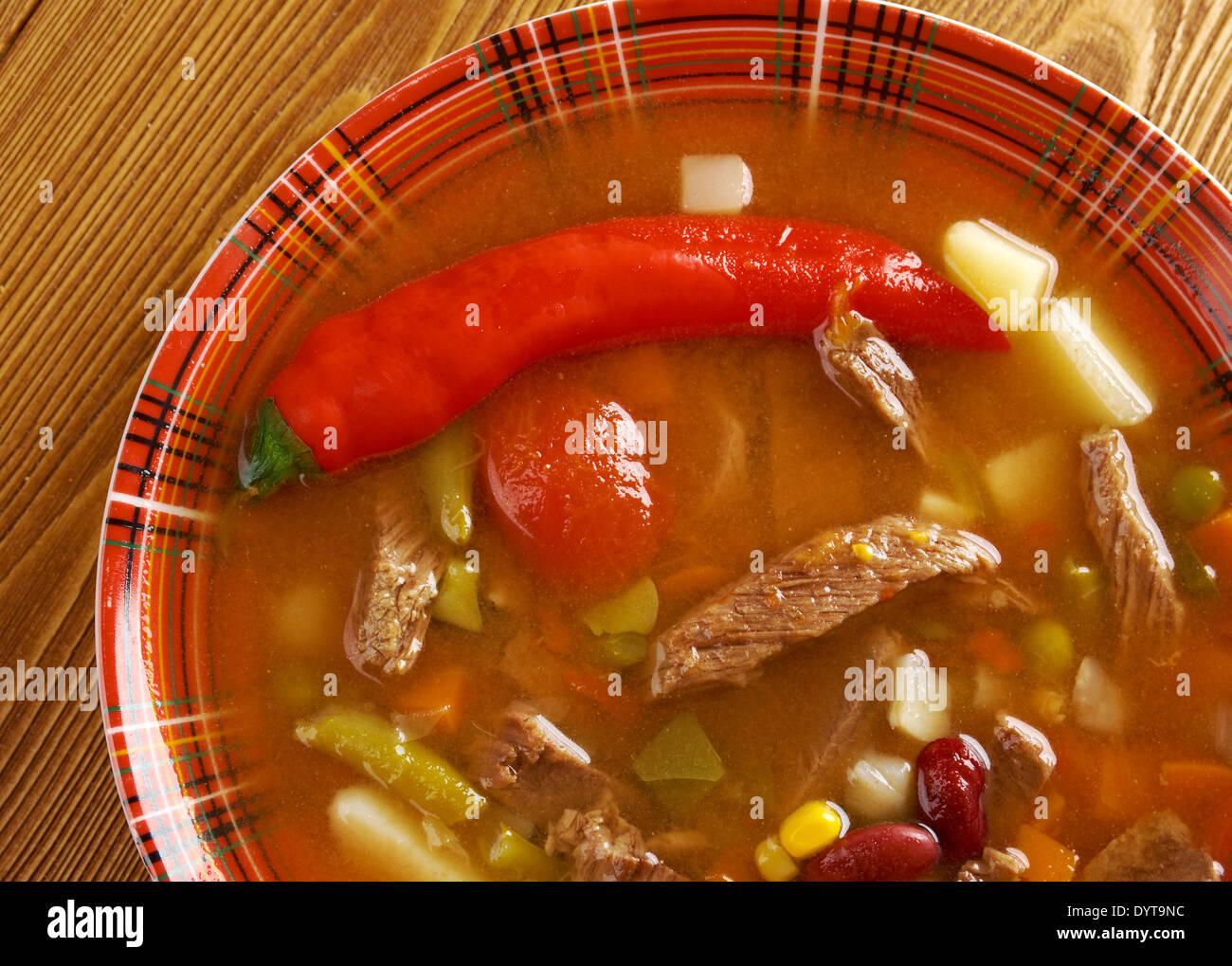 Ein dick und herzhaft würzige mexikanische Suppe. (wie Chili Con Carne) Stockfoto