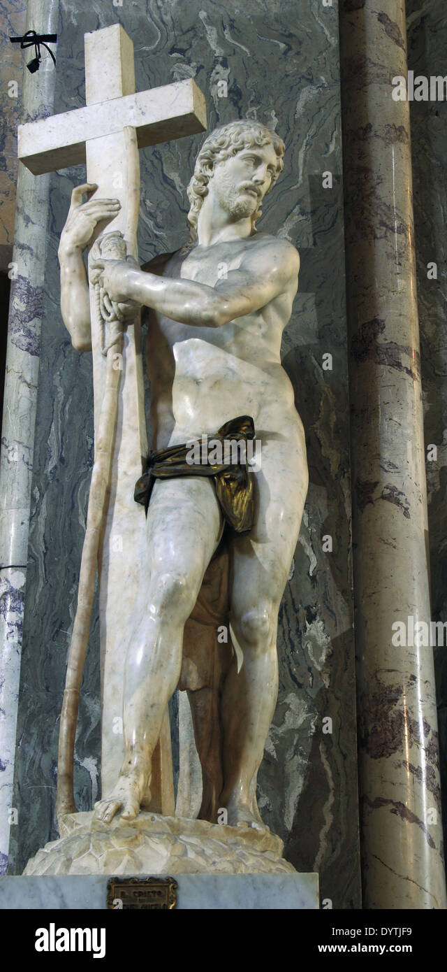 Michelangelo Buonarroti (1475-1564). Die Cristo della Minerva. Marmorskulptur, 1521. Saint Mary über Minerva. Italien. Rom. Stockfoto