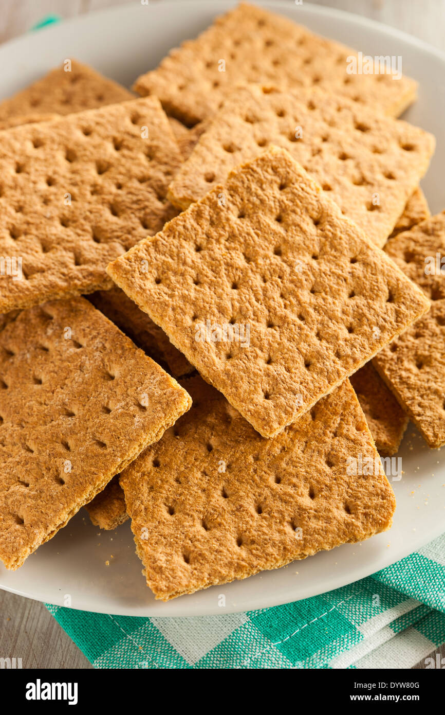 Gesunden Honig Graham Cracker auf einem Teller Stockfoto