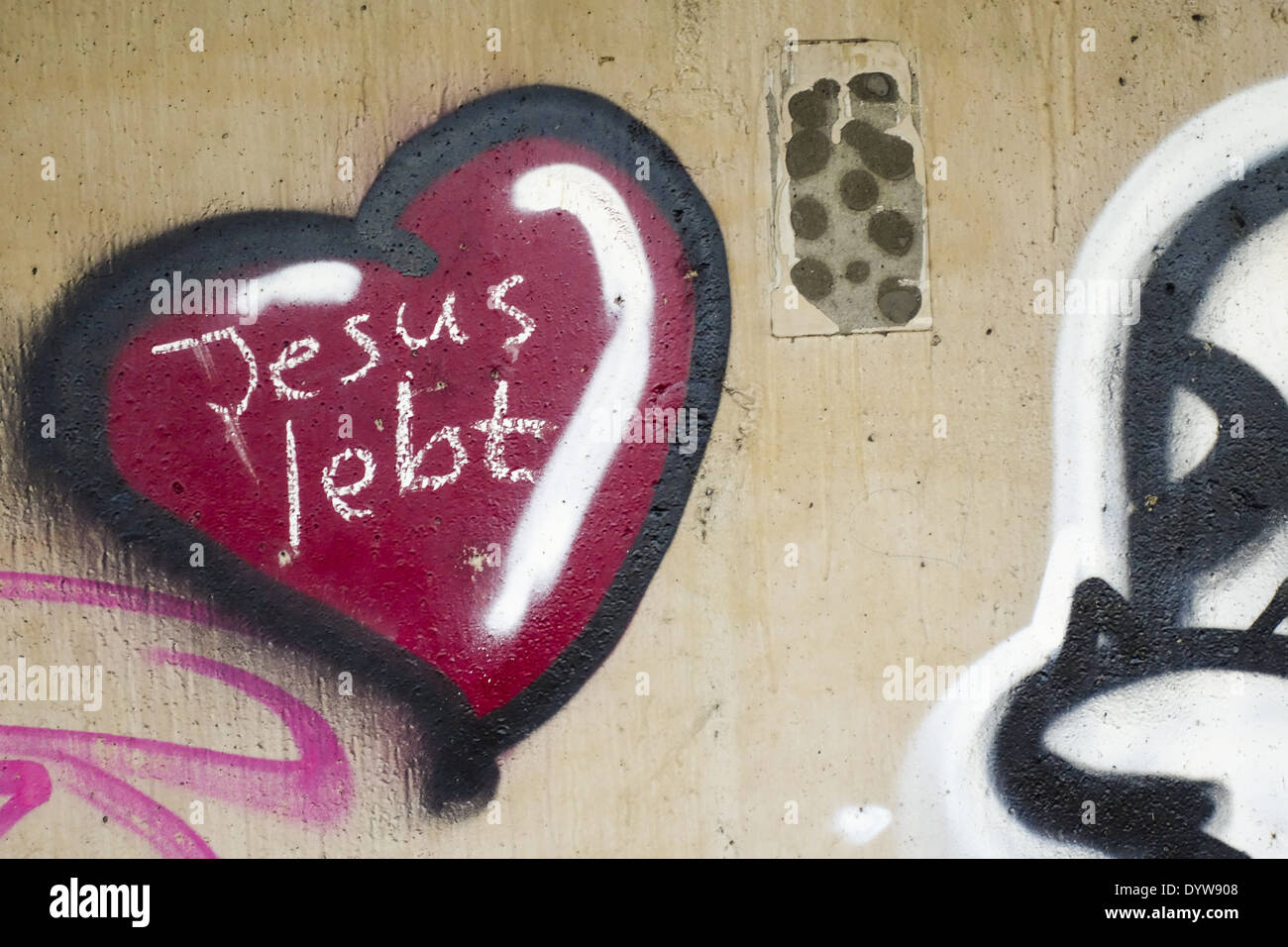 Wien, Brücke Reichsbruecke, Jesus Lebt, Österreich, 22. Bezirk, Donaucity Stockfoto