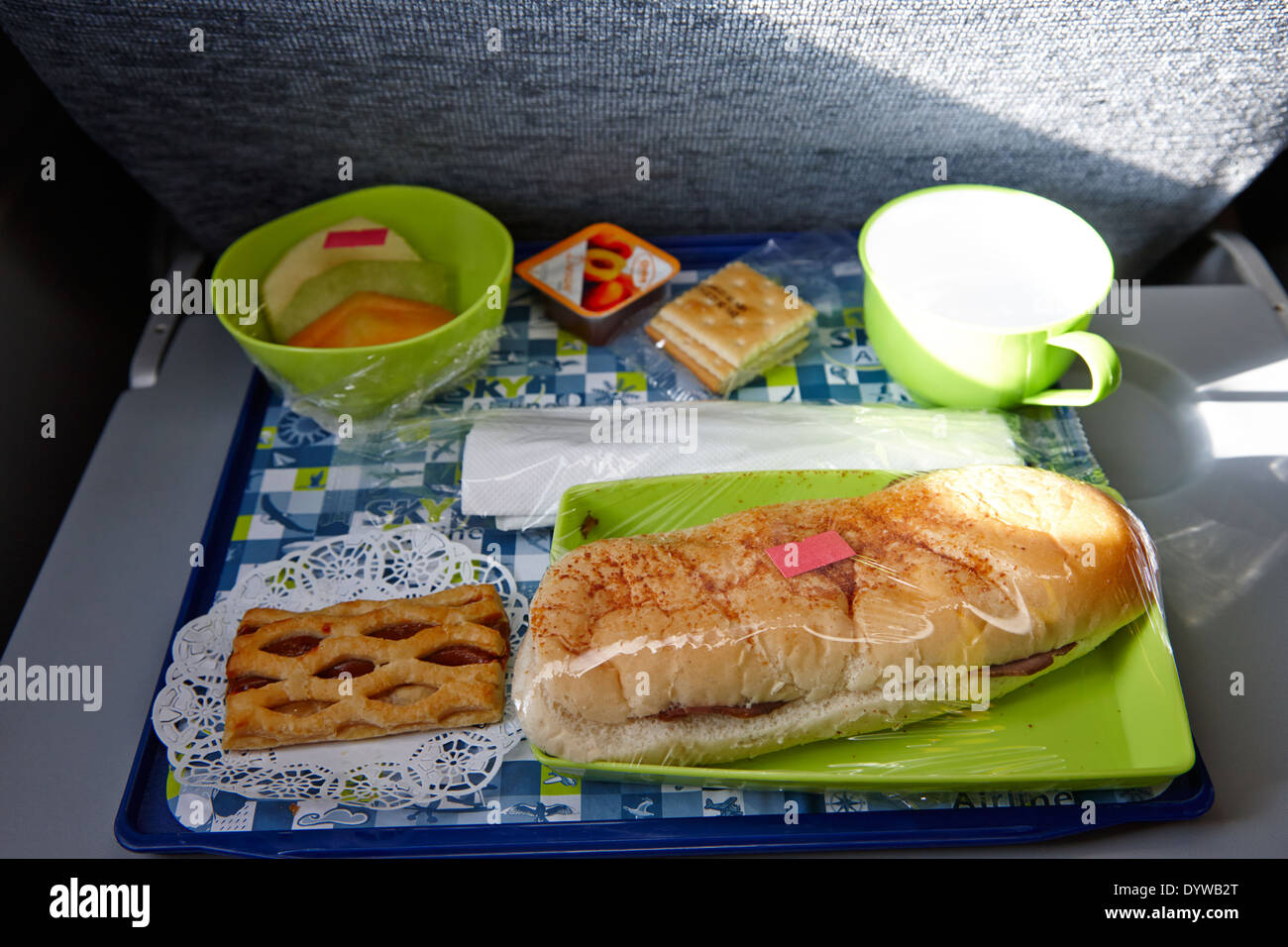 Sky Airlines Chile Inflight Sandwich und Mahlzeit Stockfoto