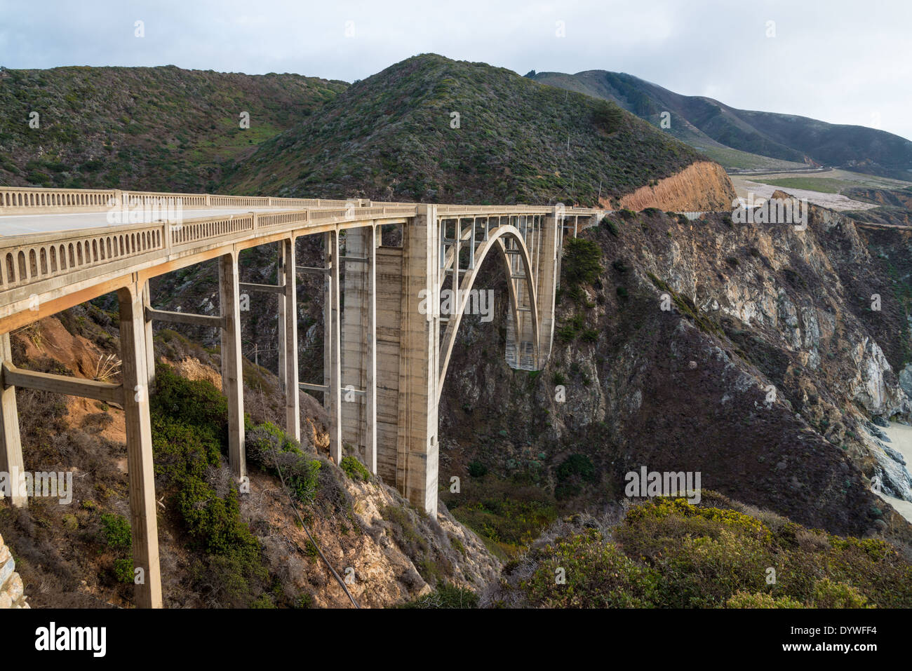 Die historische Bixby Bridge auf dem Pacific Coast Highway California Big Sur Stockfoto