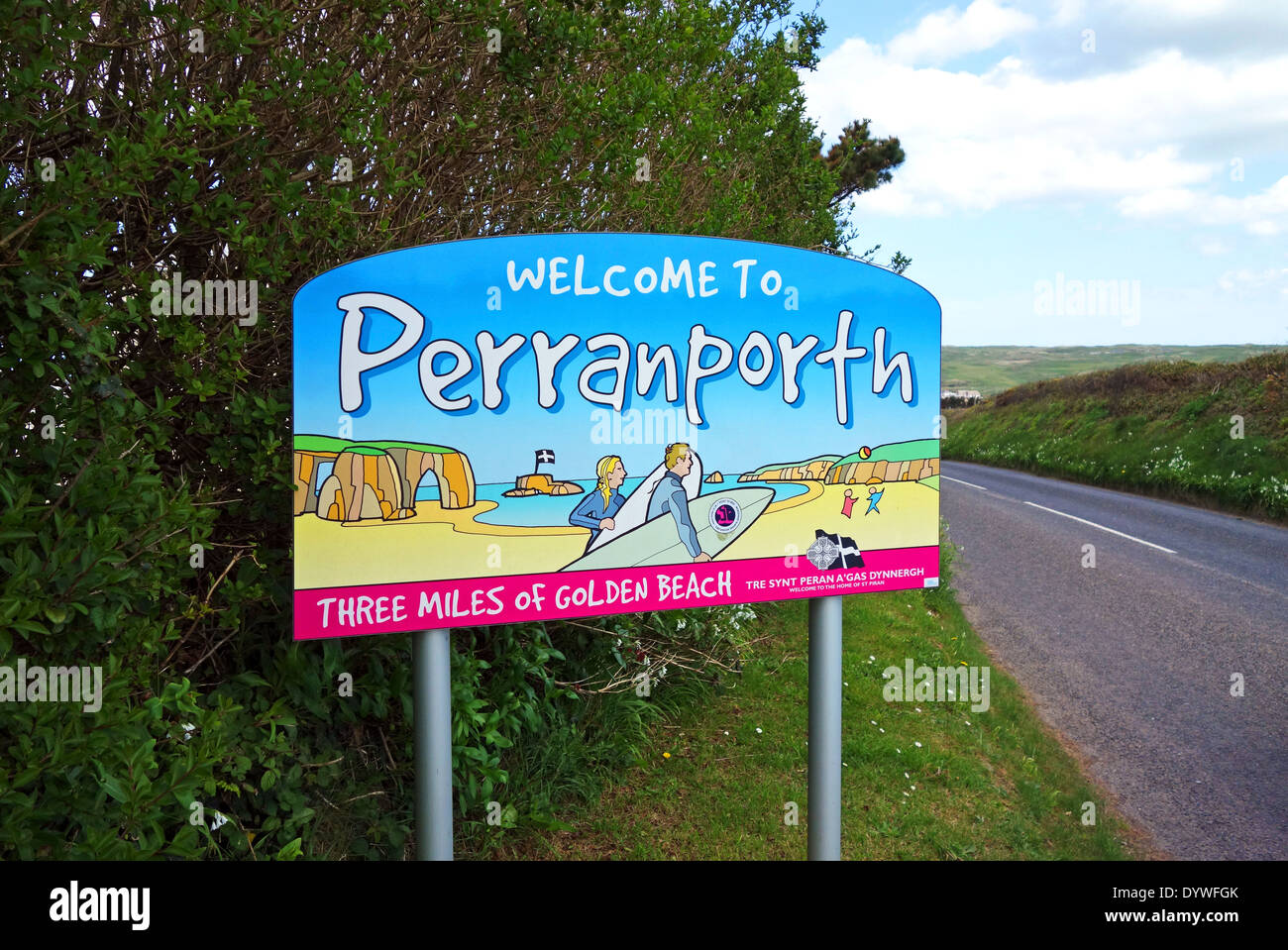 Melden Sie Besucher zu Perranporth in Cornwall, Großbritannien Stockfoto