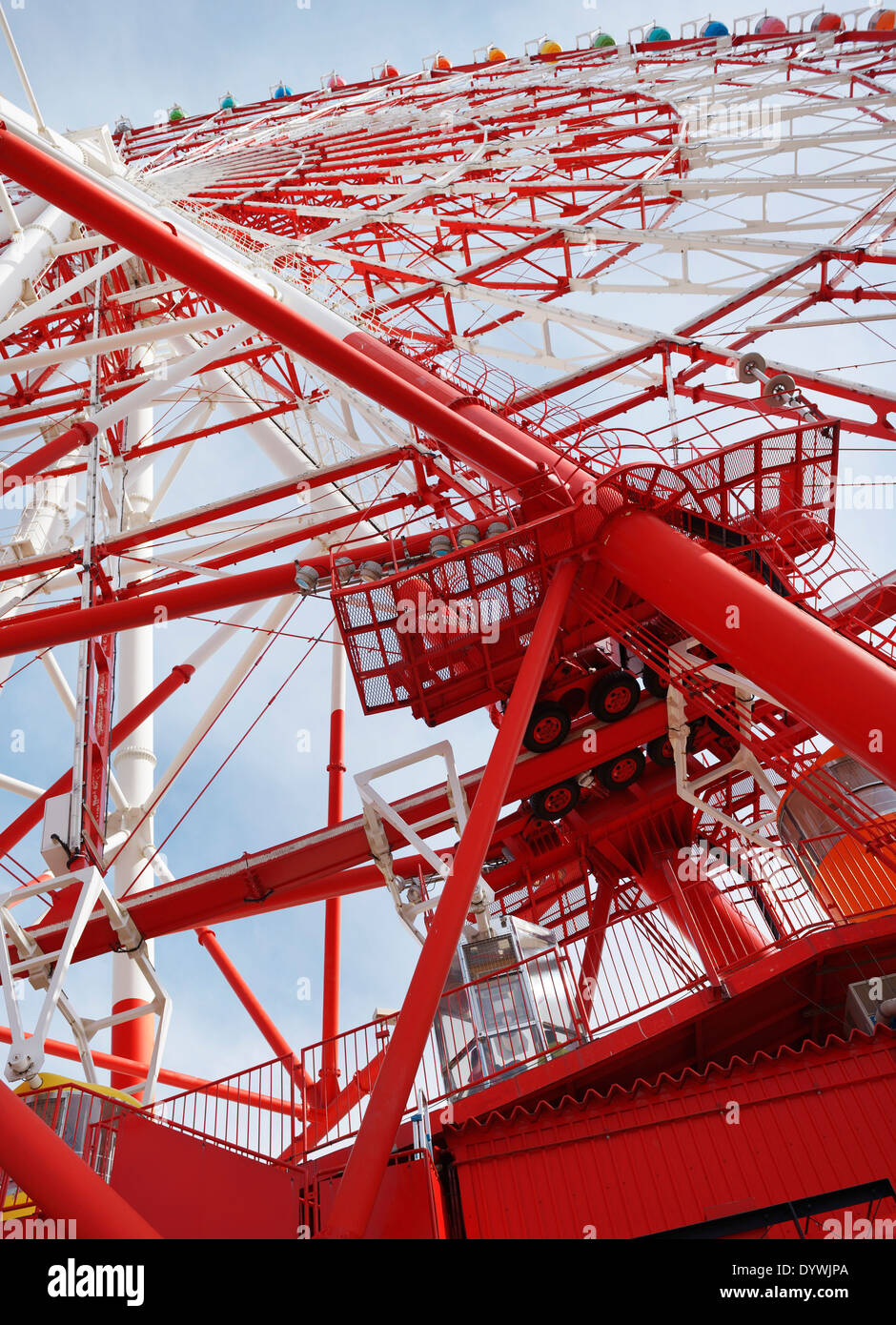 Riesigen Sky Wheel abstrakte Foto Beobachtung Rad Struktur in Odaiba, Tokio, Japan. Stockfoto