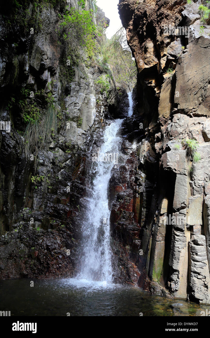 Valle Gran Rey, Spanien, Wasserfall im Barranco de Arure auf La Gomera Stockfoto