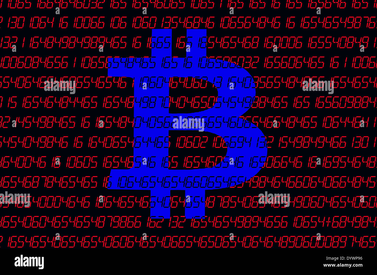 Bitcoin, eine virtuelle Währung Stockfoto