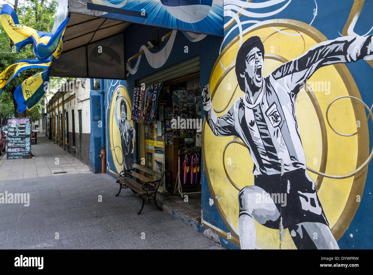 Boca Juniors-Souvenir-Shop. La Boca. Buenos Aires. Argentinien Stockfoto