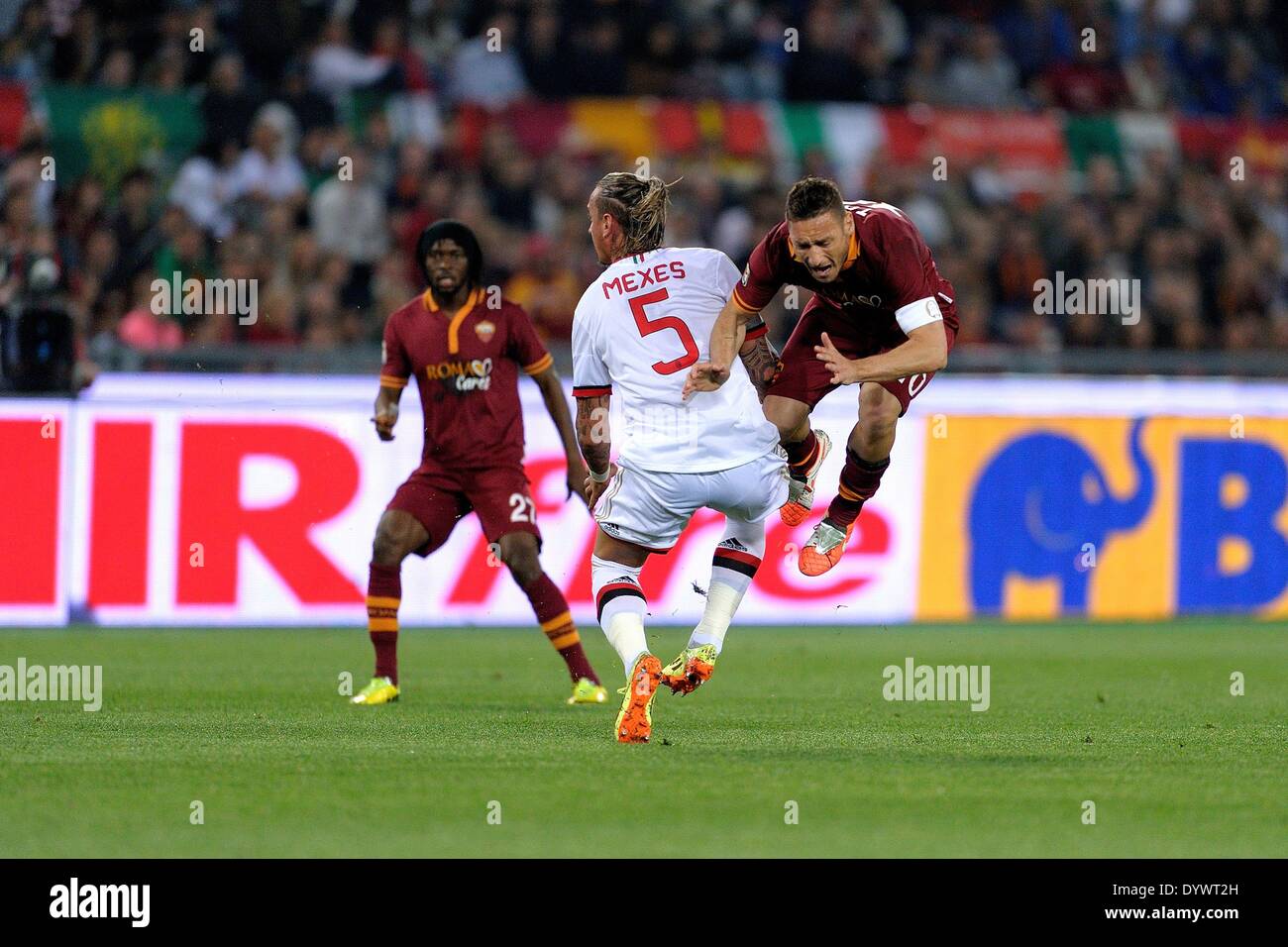 Rom, Italien. 26. April 2014. Rom, 25. April 2014. Totti bei Fußball Italien Serie A Spiel zwischen AS Rom und AC Milan im Stadio Olimpico in Rom, Italien. Bildnachweis: Vincenzo Artiano/NurPhoto/ZUMAPRESS.com/Alamy Live-Nachrichten Stockfoto