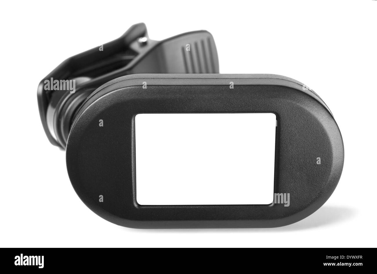 Gitarren-Tuner auf weißem Hintergrund Stockfoto