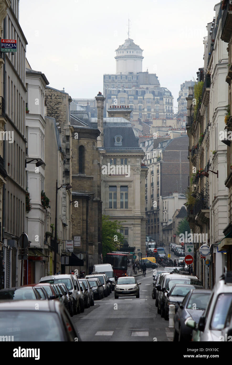 Paris, Frankreich, Blick Süden entlang der Rue du Mont Cenis Stockfoto