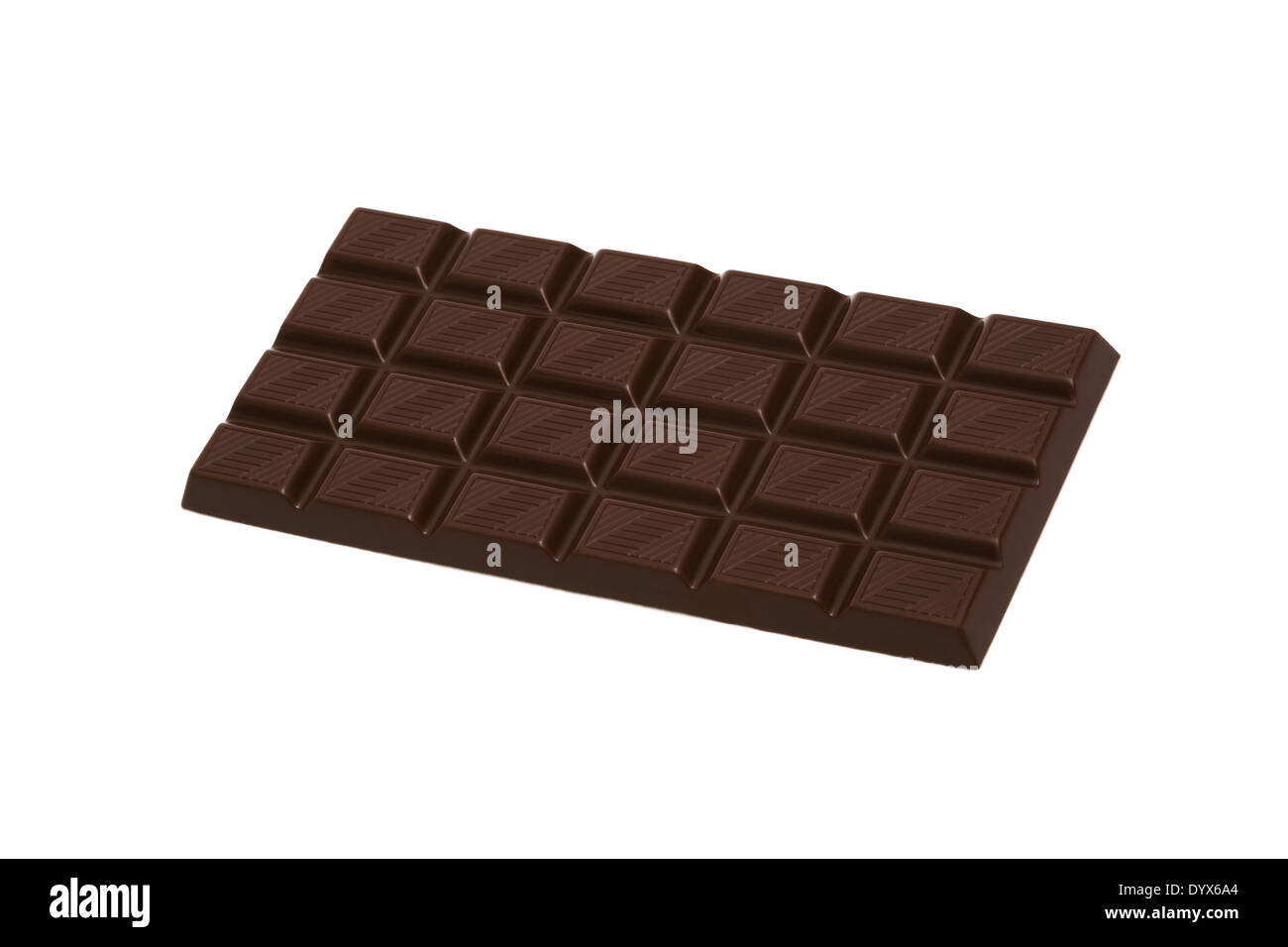 Leckere dunkle Schokolade auf einem weißen Hintergrund Stockfoto