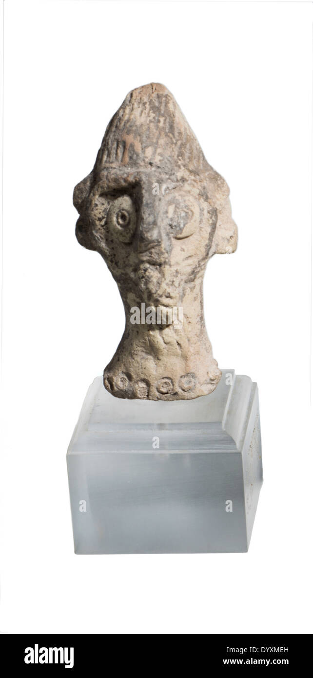 Ein Syro-Hittite Terrakotta-Figur Kopf 2. Jahrtausend BC 7,1 cm hoch Stockfoto