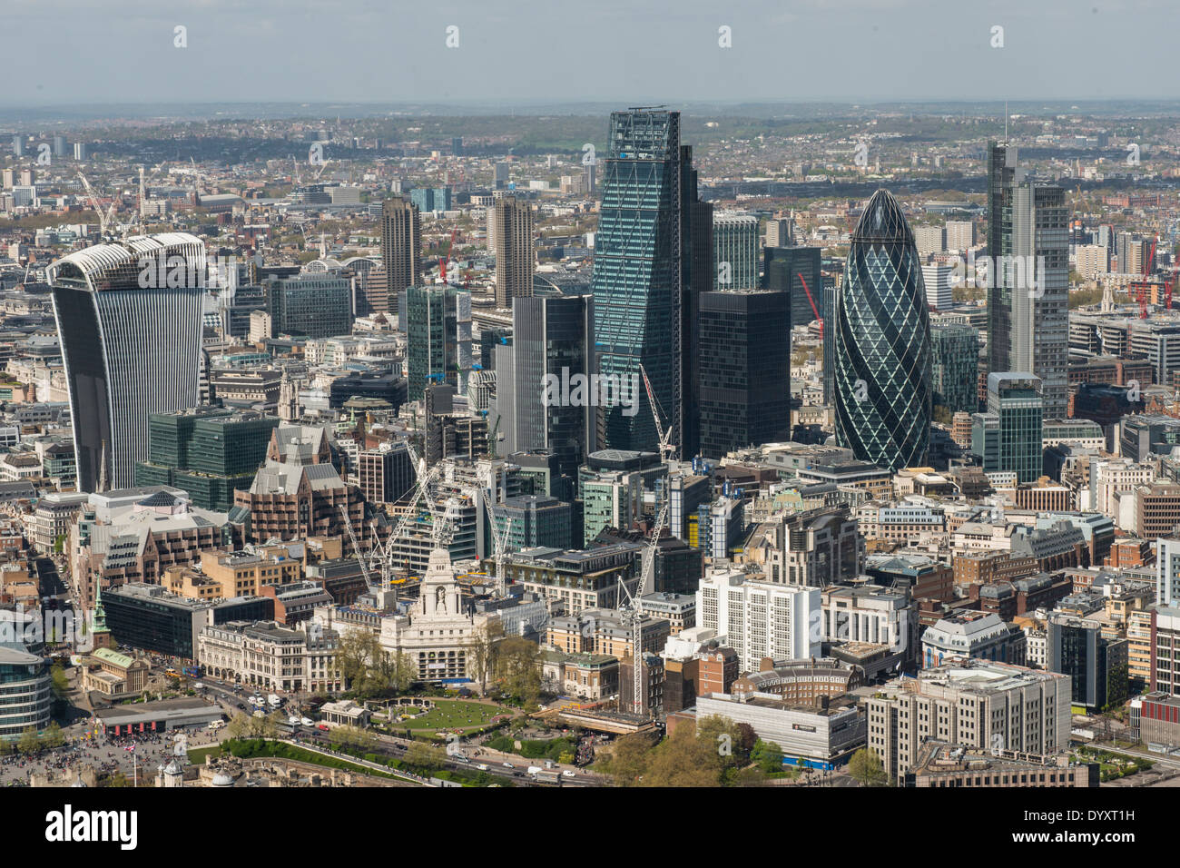 Antenne des Finanzviertel The City of London, London Stockfoto