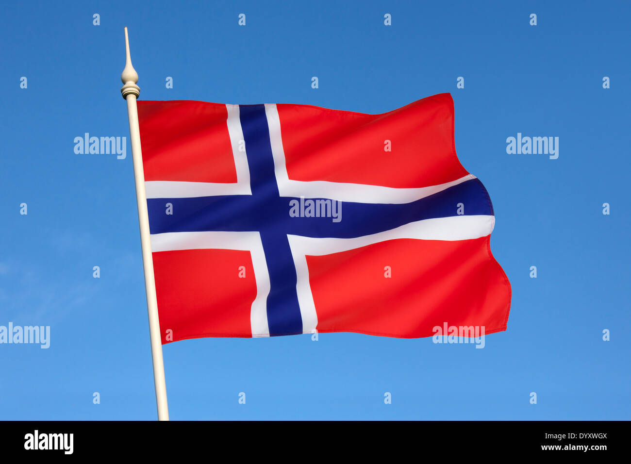 Die Nationalflagge von Norwegen Stockfoto