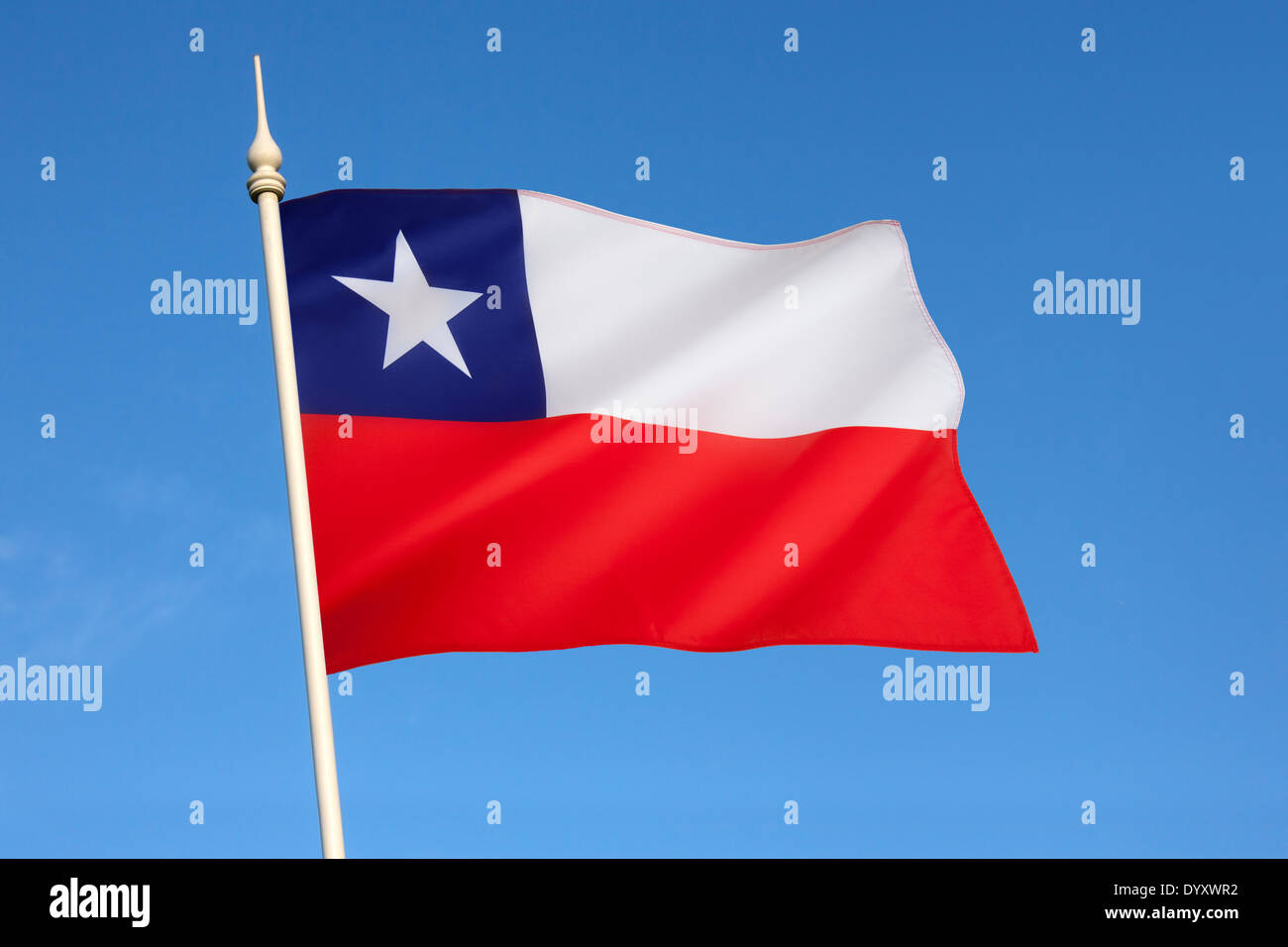 Die nationale Flagge von Chile Stockfoto