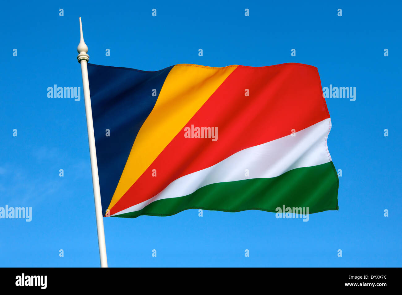 Die Flagge der Seychellen Stockfoto