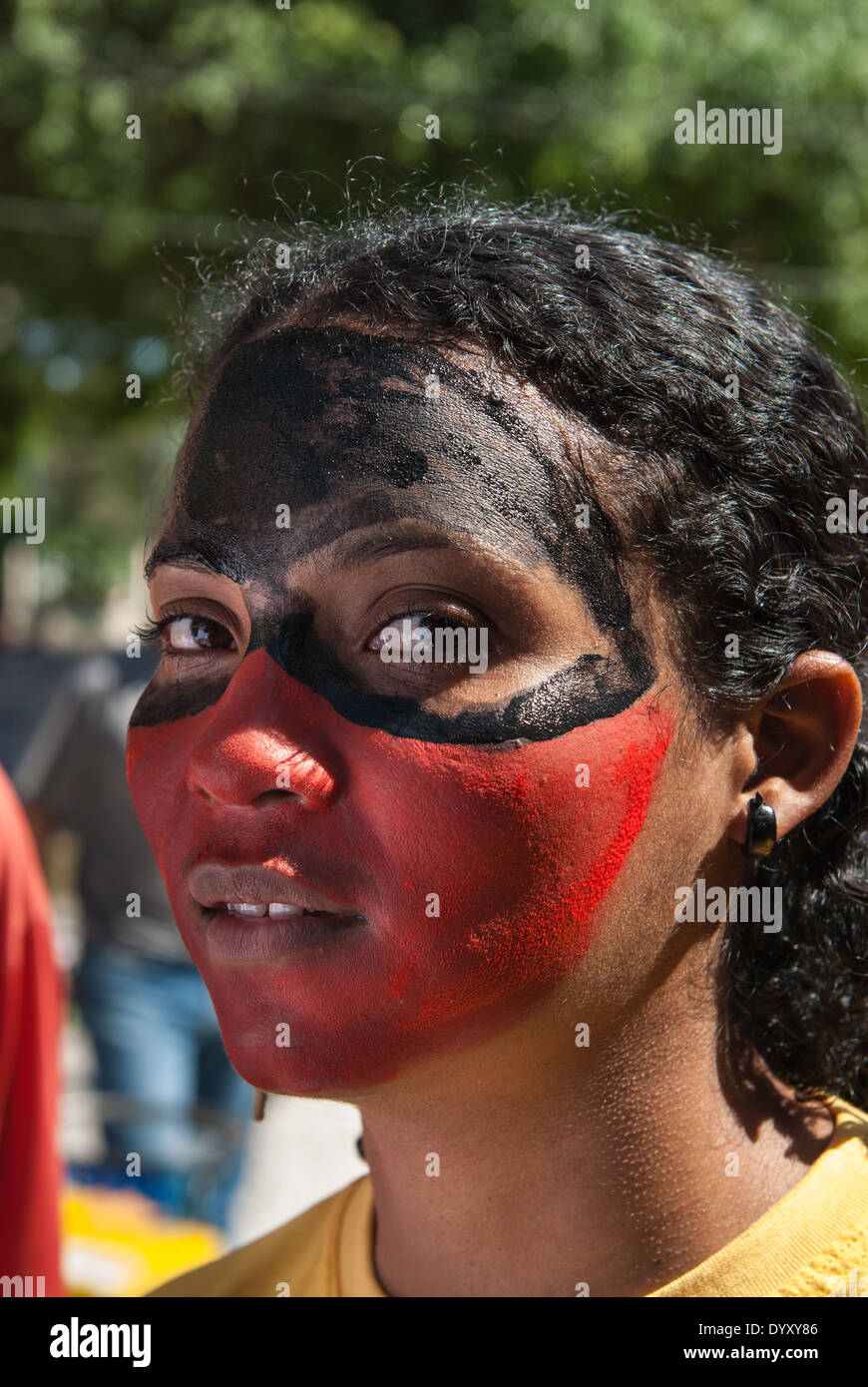 Belem, Bundesstaat Para, Brasilien. Demonstration gegen den Bau von Staudämmen. Stockfoto