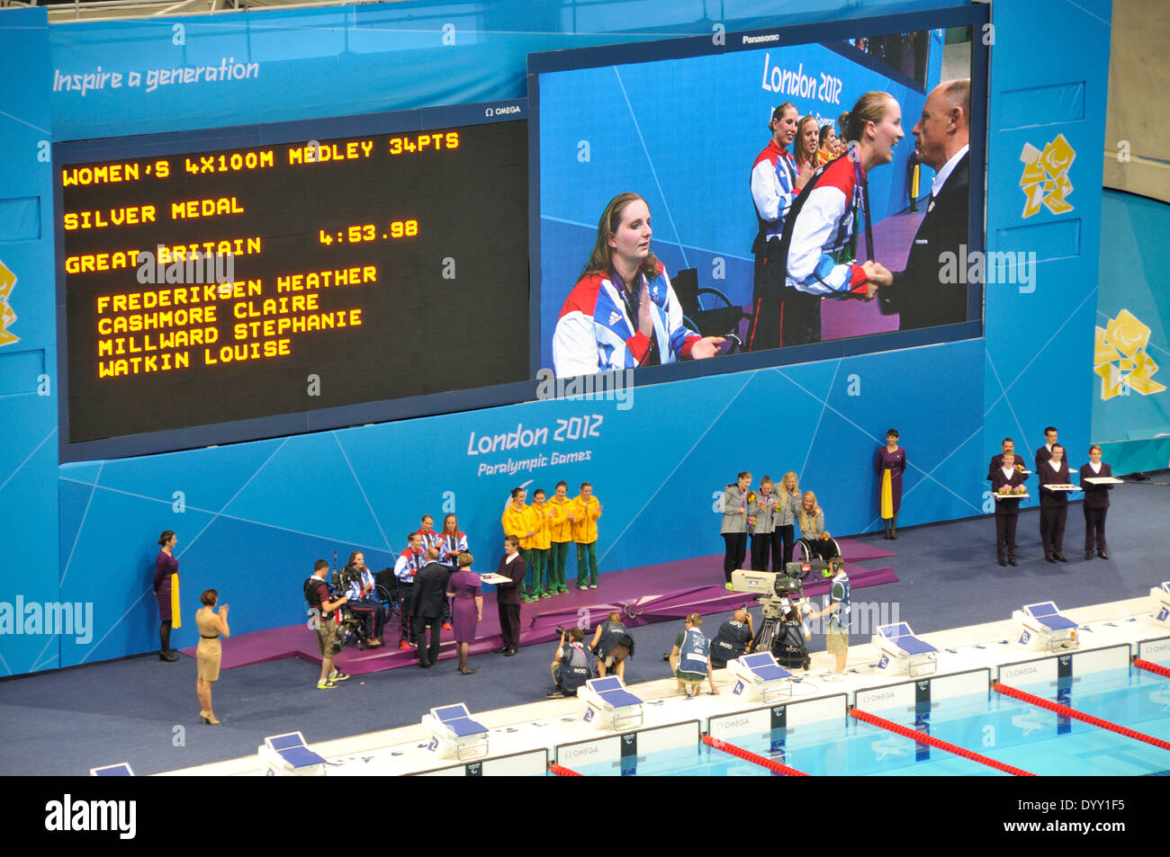 London 2012 Paralympischen Schwimmwettkämpfe Stockfoto