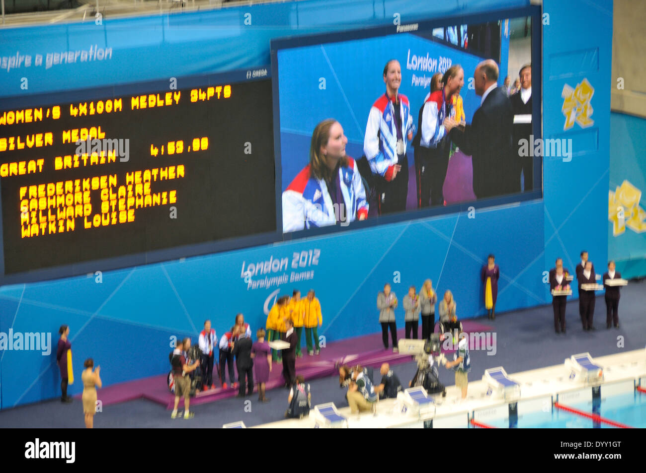 London 2012 Paralympischen Schwimmwettkämpfe Stockfoto