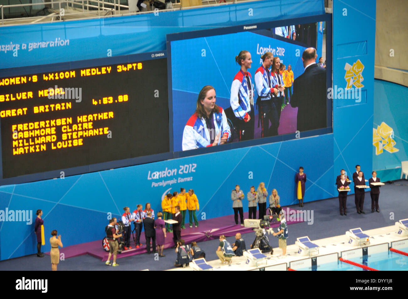 London 2012 Paralympischen Schwimmwettkämpfe Stockfoto