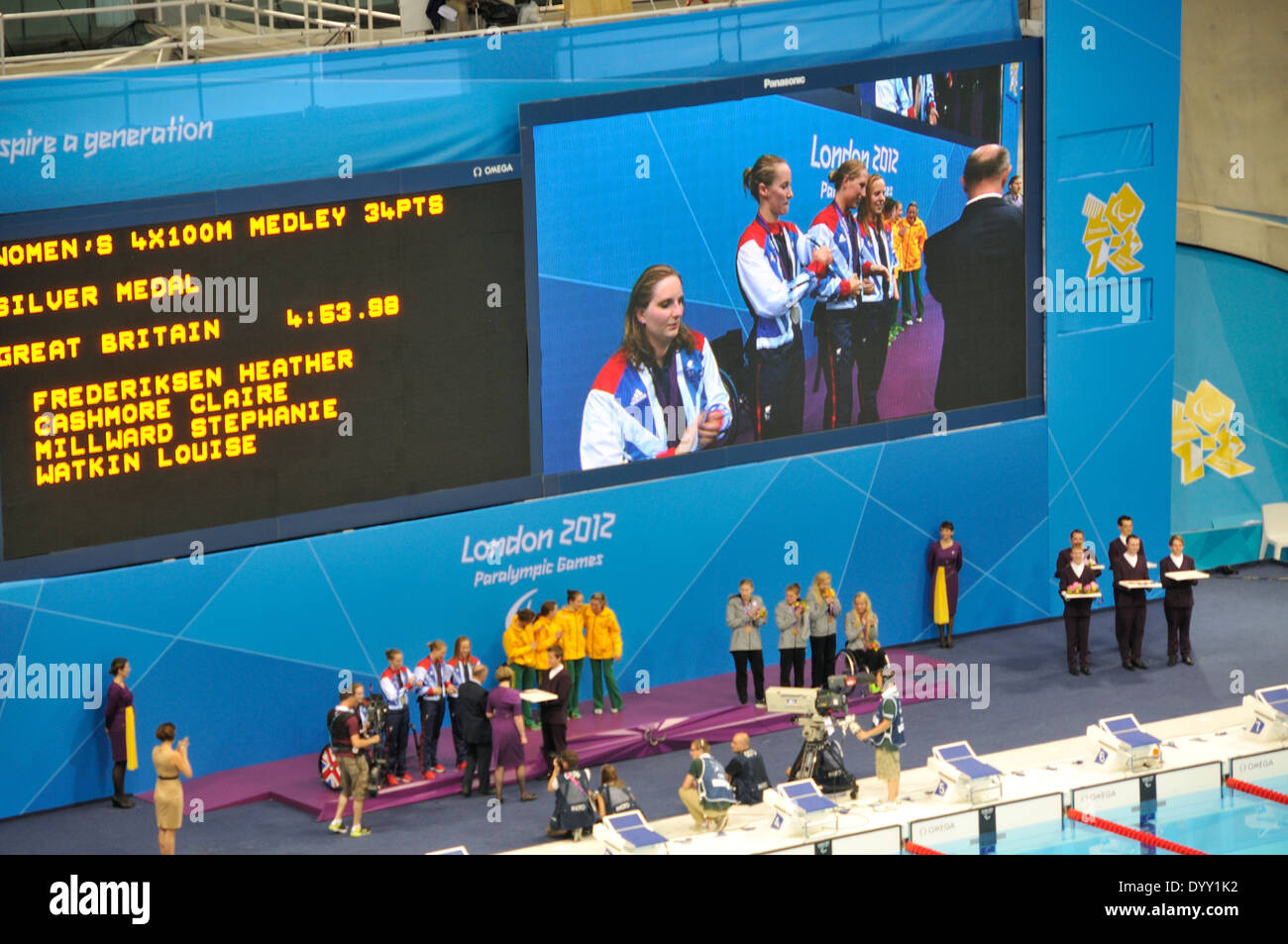 London 2012 Paralympischen Schwimmwettkämpfe Stockfoto