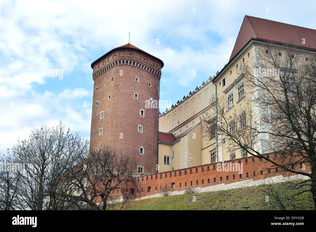 Das Königsschloss auf dem Wawel Hügel Zamek Bergwerkverwalter Na Wawelu Stockfoto