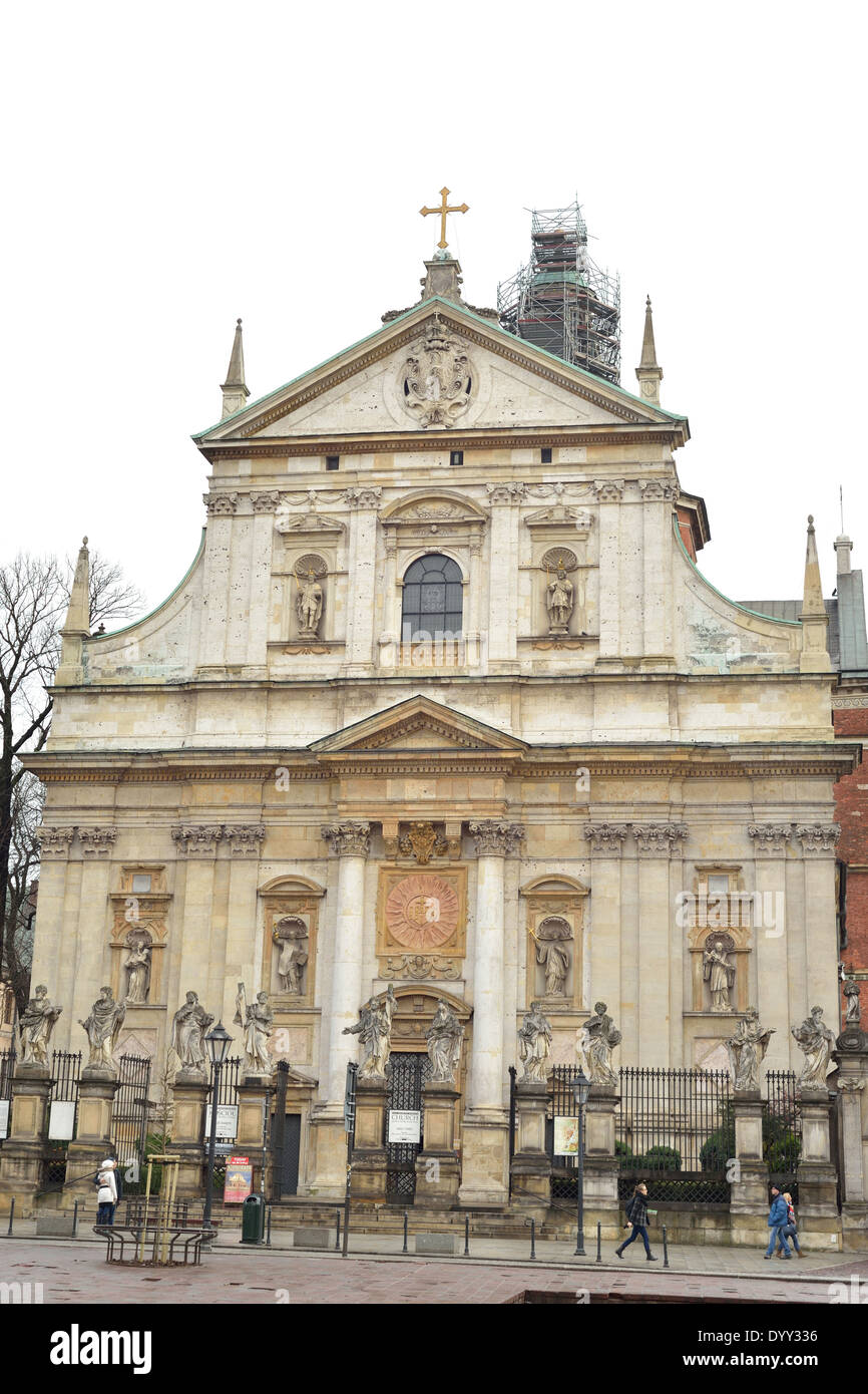 Kirche der Heiligen Peter und Paul (Fassade), in der alte Stadtteil von Krakau Stockfoto