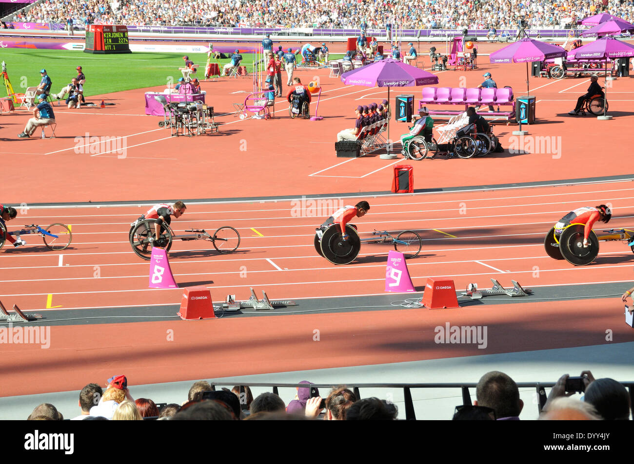 London 2012 Paralympische Leichtathletik-Veranstaltungen Stockfoto