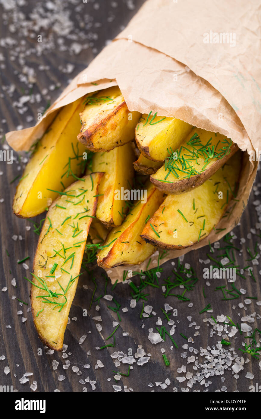 Kartoffelspalten Stockfoto