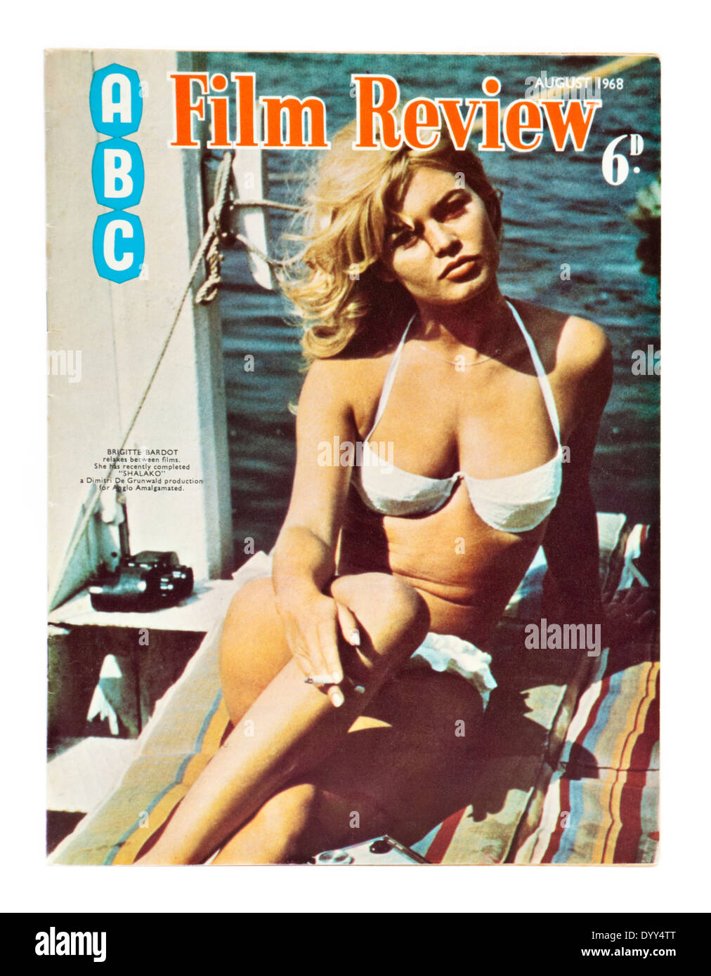 Französische Schauspielerin Brigitte Bardot auf der Titelseite der Ausgabe der Zeitschrift ABC Film Review August 1968 Stockfoto