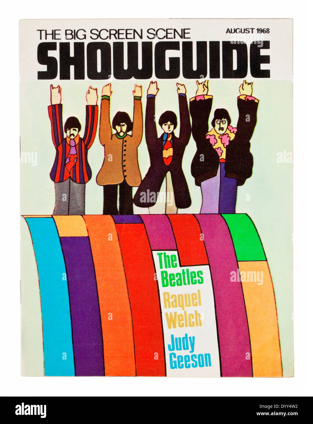 Die Beatles auf der Titelseite der August 1968-Ausgabe des Magazins "The Big Screen Szene Showguide" Stockfoto