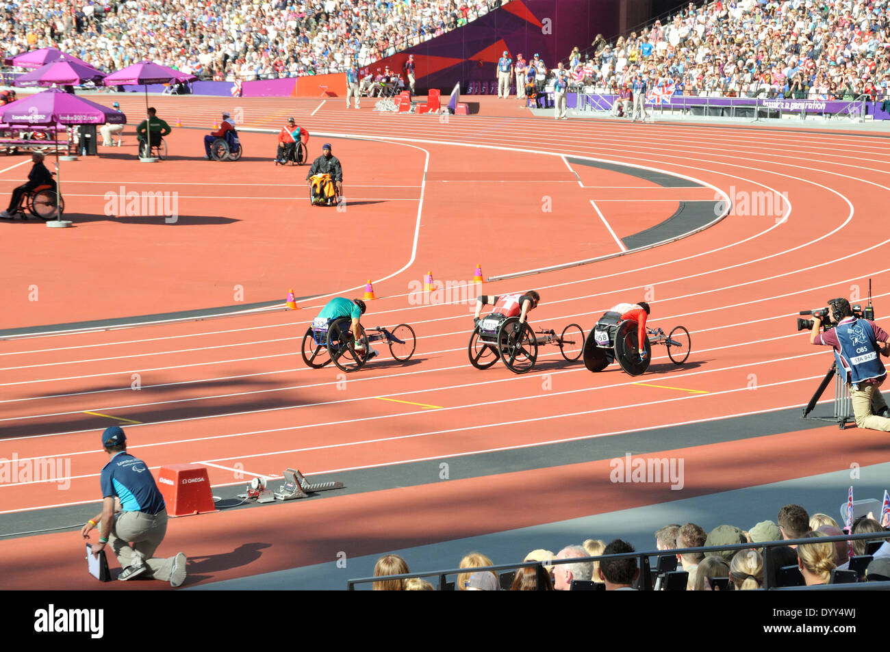 London 2012 Paralympische Leichtathletik-Veranstaltungen Stockfoto