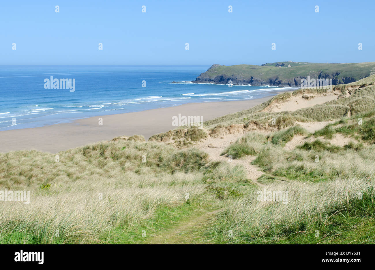 Penhale Sands in Perranporth in Cornwall, Großbritannien Stockfoto