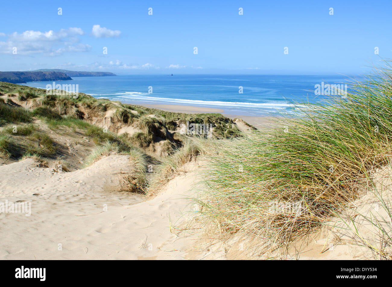 Penhale Sands in Perranporth in Cornwall, Großbritannien Stockfoto