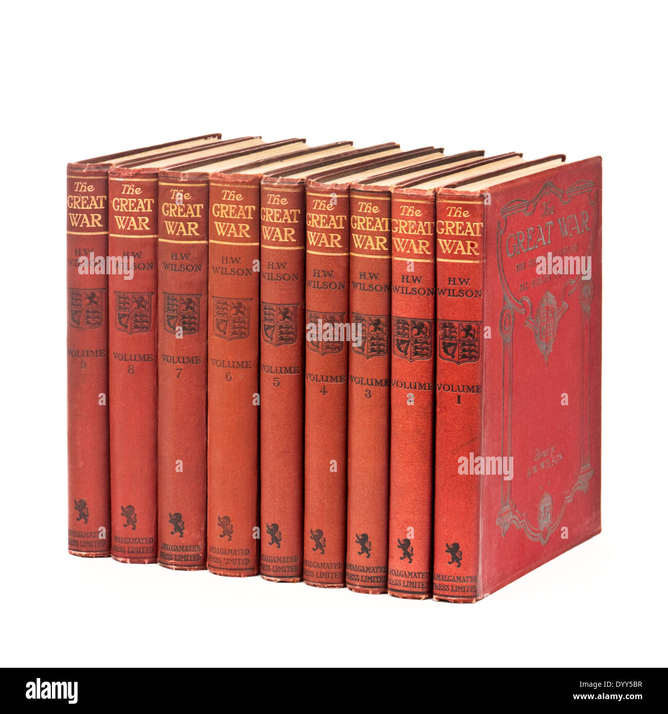 "Der große Krieg, The Standard History of All-Europe-Konflikt", in 9 Bänden von der Amalgamated Press veröffentlicht Stockfoto