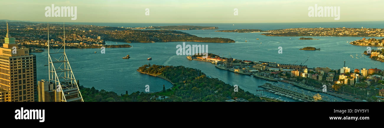 Port Jackson in Sydney, Panorama-Foto Stockfoto