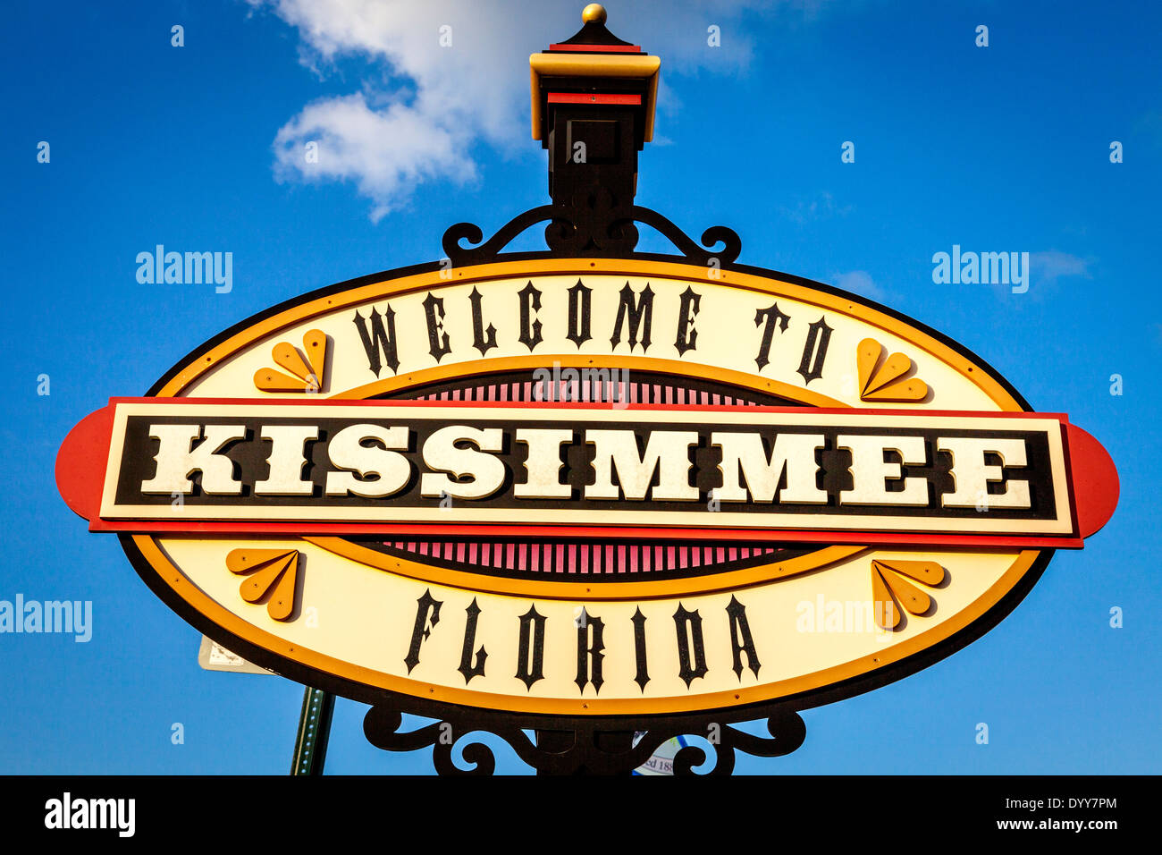 Willkommen in Kissimmee Zeichen, Altstadt Kissimmee, Florida, USA Stockfoto